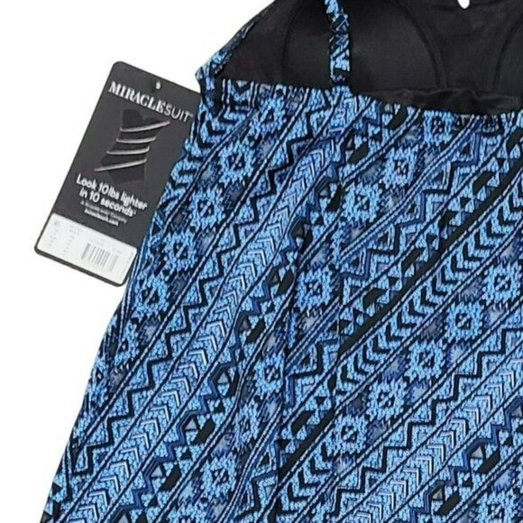 NWT Miraclesuit Women's Paillette Peephole Handkerchief Hem Swim Tankini Top - Picture 8 of 9